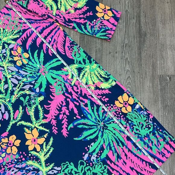 Lilly Pulitzer Indigo All A Glow Tropical Floral Laurana Off The Shoulder Dress - Picture 13 of 13